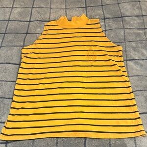 Yellow Striped Sleeveless Blouse